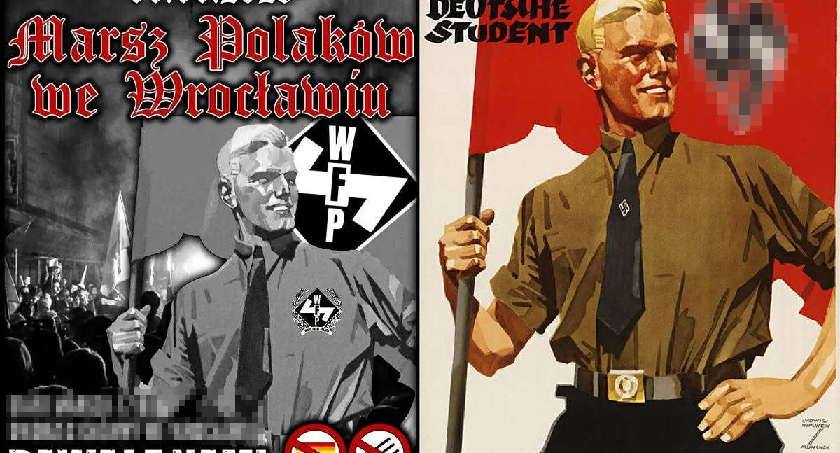 Nazistowska grafika promowała Marsz Polaków. Wrocław nie godzi się na symbole totalitaryzmu