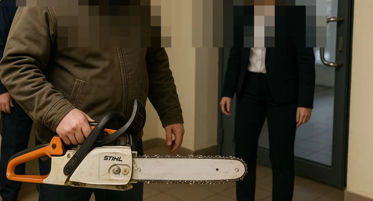 Z piłą motorową do urzędu. Agresywny mieszkaniec Świeradowa-Zdroju chciał utorować sobie drogę do burmistrz