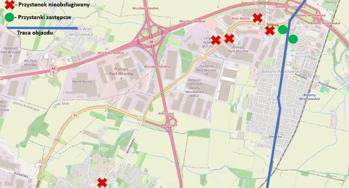 24wroclaw, Objazdy linii Rusza przebudowa ronda - zdjęcie, fotografia