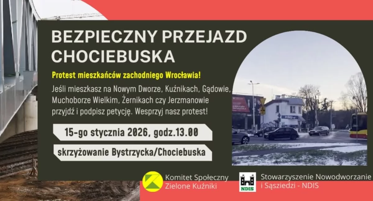    Z ostatniej chwili, Mieszkańcy zachodniego Wrocławia mają dość niebezpiecznego przejazdu Chociebuskiej Przejazd Chociebuska Bystrzycka tykająca bomba komunikacyjna - zdjęcie, fotografia