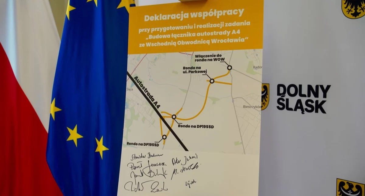 Autostrada A4, połączenie Wschodnią Obwodnicą Wrocławia coraz bliżej Podpisano porozumienie łącznika Karwiany - zdjęcie, fotografia