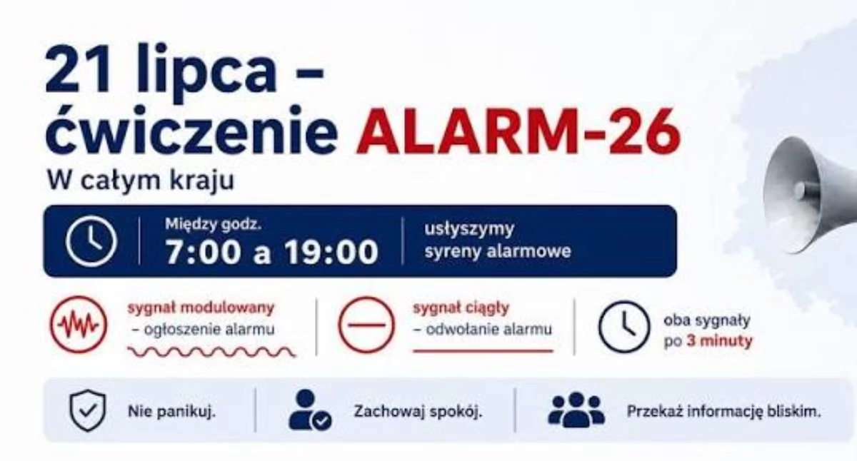21 lipca w całym kraju usłyszymy syreny. Służby przeprowadzą istotny trening