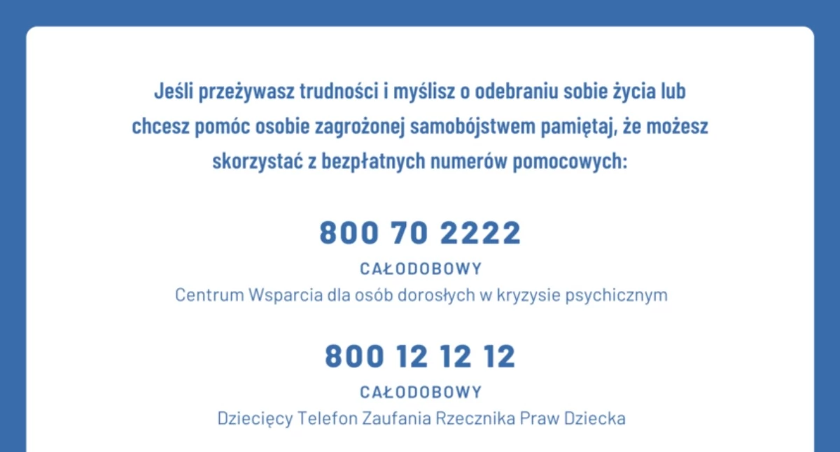 Napisała, iż chce odebrać sobie życie. Szybka reakcja kolegi uratowała 14-latkę