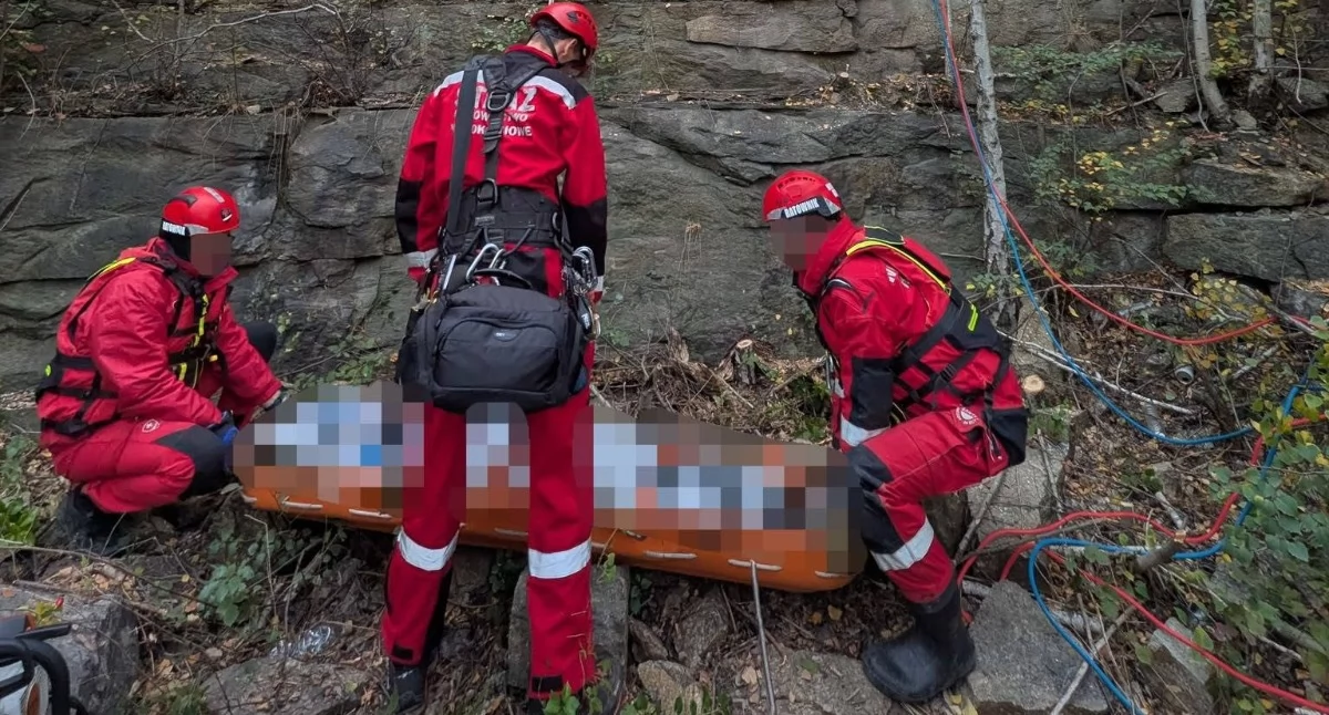 24wroclaw, Tragedia kamieniołomie Strzegomiu żyje letni mężczyzna - zdjęcie, fotografia