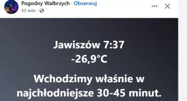 Silny mróz nad Dolnym Śląskiem. Za nami wyjątkowo zimna noc i bardzo mroźny poranek